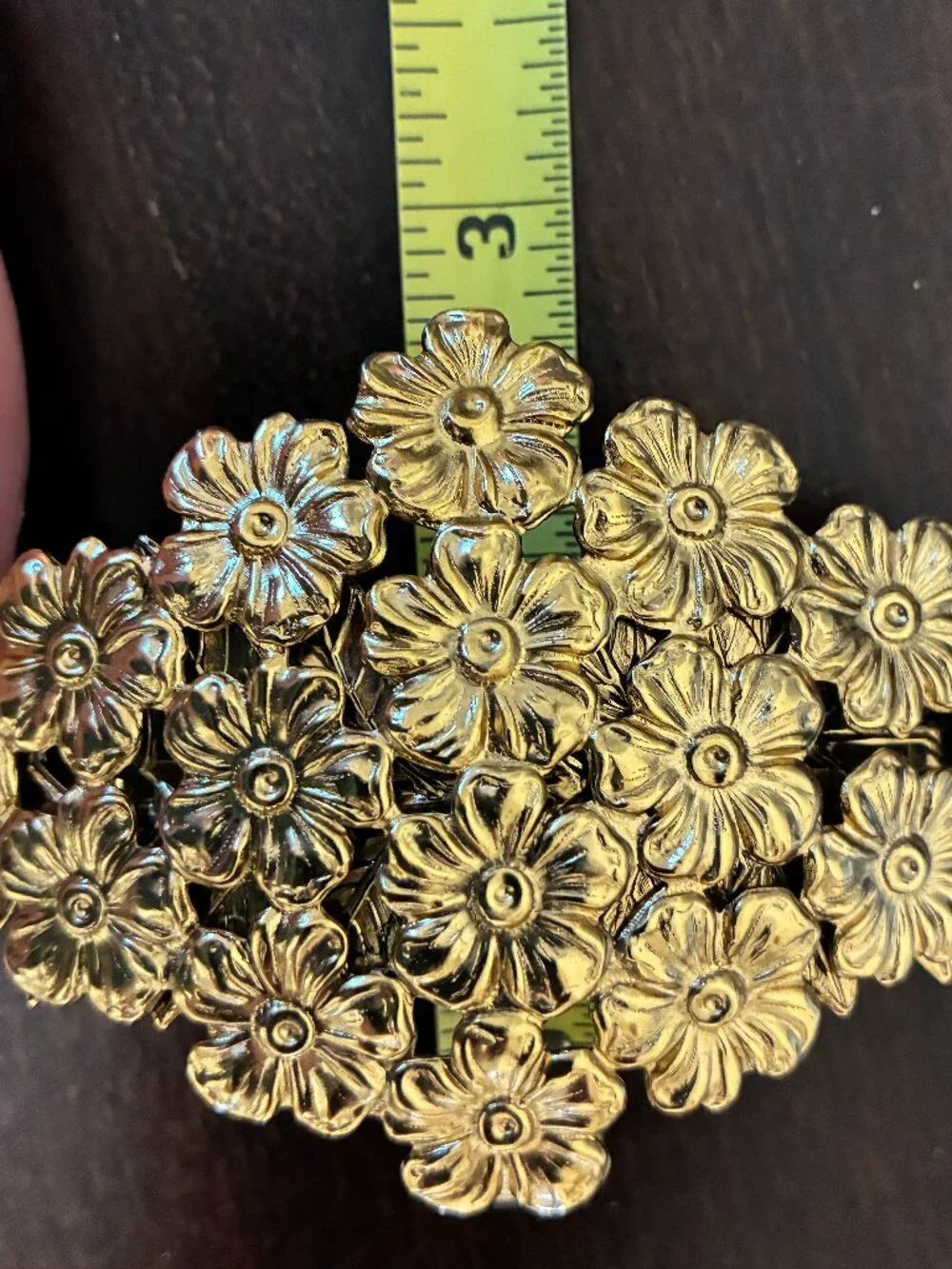 Vintage Hair Barrette XL Clip Gold Tone Daisy Flowers Statement 5